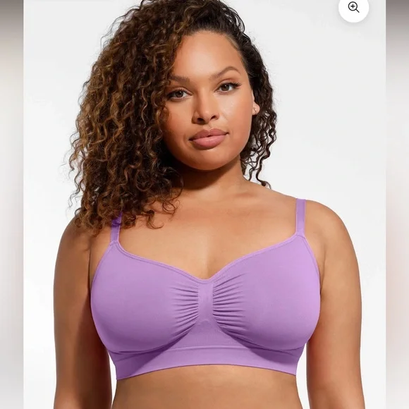 Feelingirl Smooth Seamless Comfort Wireless Bra - light purple Large - Picture 2 of 5